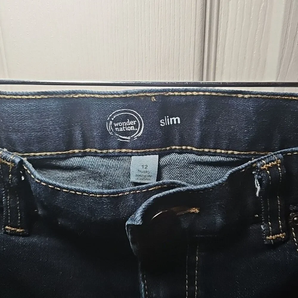 Wonder Nation Girls Slim 12 Husky Dark Wash Jeans